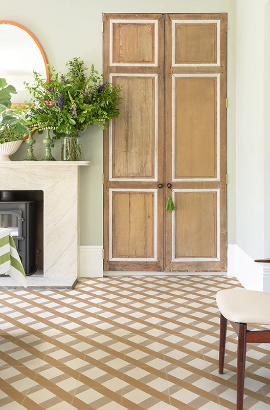 living room with cement tiles